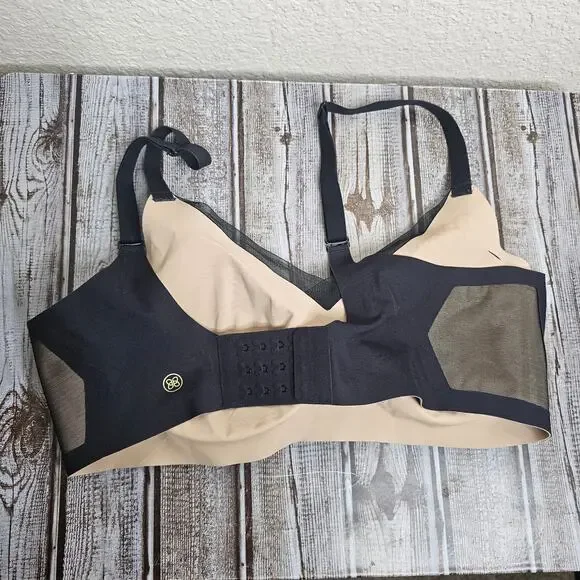 Honeylove crossover v-neck bra wireless comfort Women's size medium black padded - Picture 4 of 6